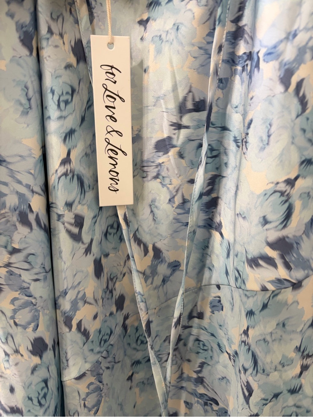 For Love and Lemons Huda Blue Floral Slip Maxi Dress with Tie Back - Picture 13 of 13